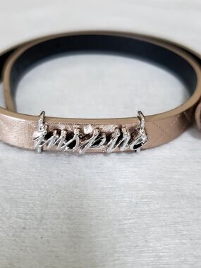 3/$50 Fossil Rose Gold Leather Bracelet with Silver 'Inspire' Charm